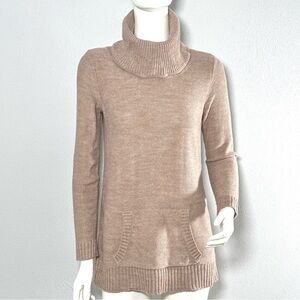 New York & Company Taupe Big Turtleneck Sweater with Pocket. Size Small.